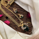 Stylish Green AD Stone Peacock Pendant Layered Chain-G14695